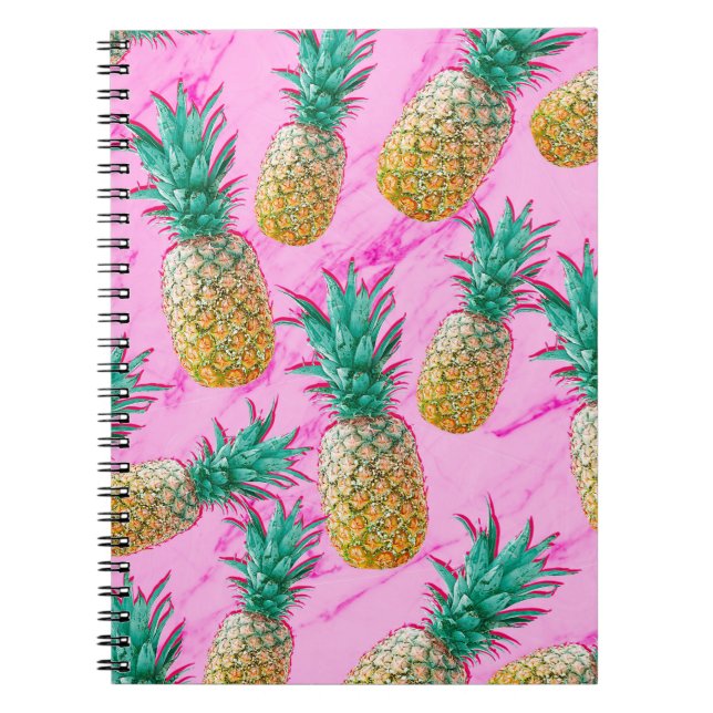 Carnet Pineapples tropicales et Pink Marble Colorful (Devant)