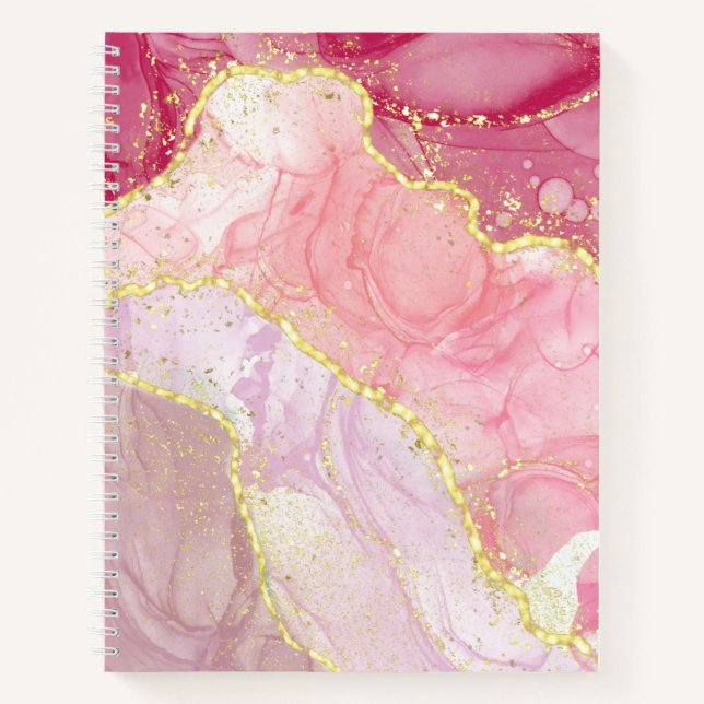 Carnet Pink Agate Gold Parties scintillant Marble Geode (Devant)