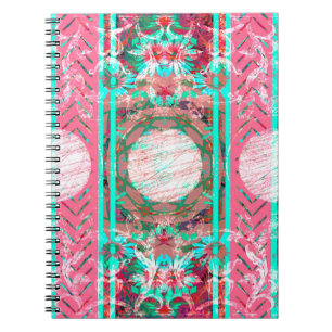 Carnet Pink and Aqua Shabby Chic Boho Floral victorien