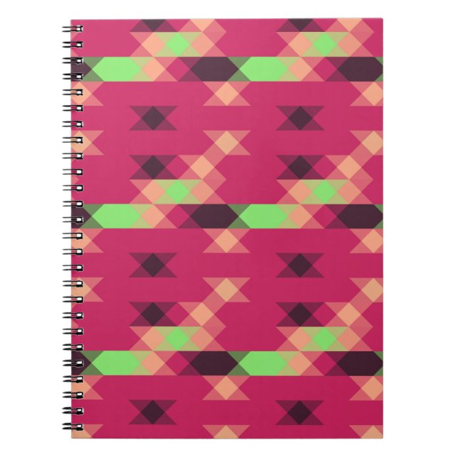 Carnet pink and green geometric (Devant)
