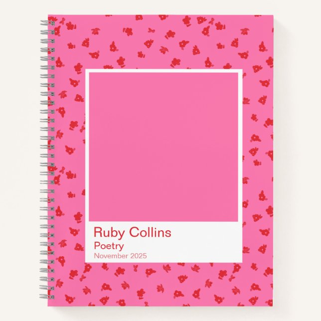 Carnet Pink and Red Floral Aesthetic Notebook (Devant)