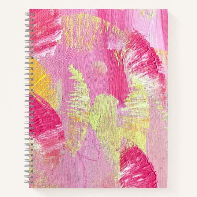 Carnet Pink and Yellow Wings Abstract Art Spiral Notebook (Devant)