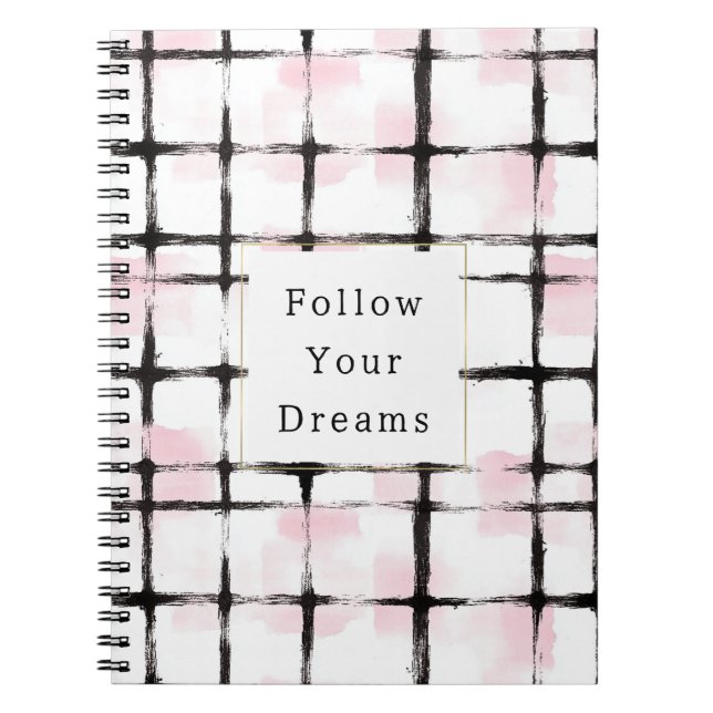 Carnet Pink Black Stripes Follow your dreams (Devant)