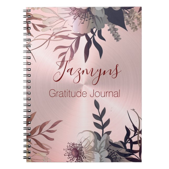 Carnet Pink Blush Botanical Gratitude personnalisée (Devant)
