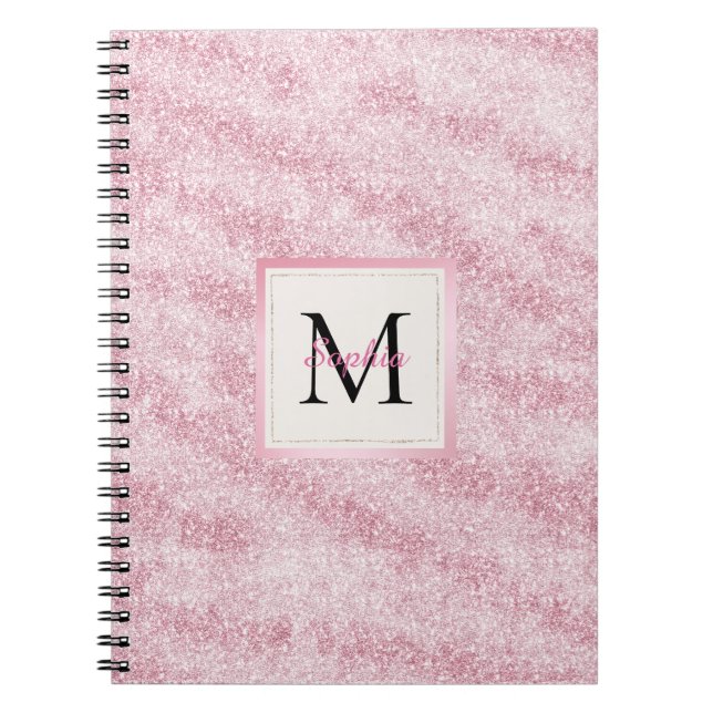 Carnet Pink Blush Glitter Monogram (Devant)