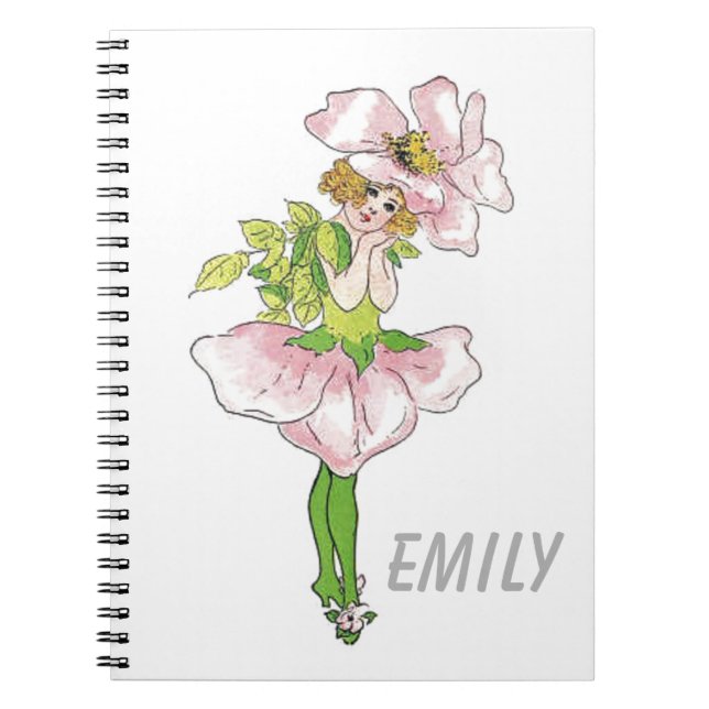 Carnet Pink Briar Rose Flower Floral Funny Cute Girl (Devant)