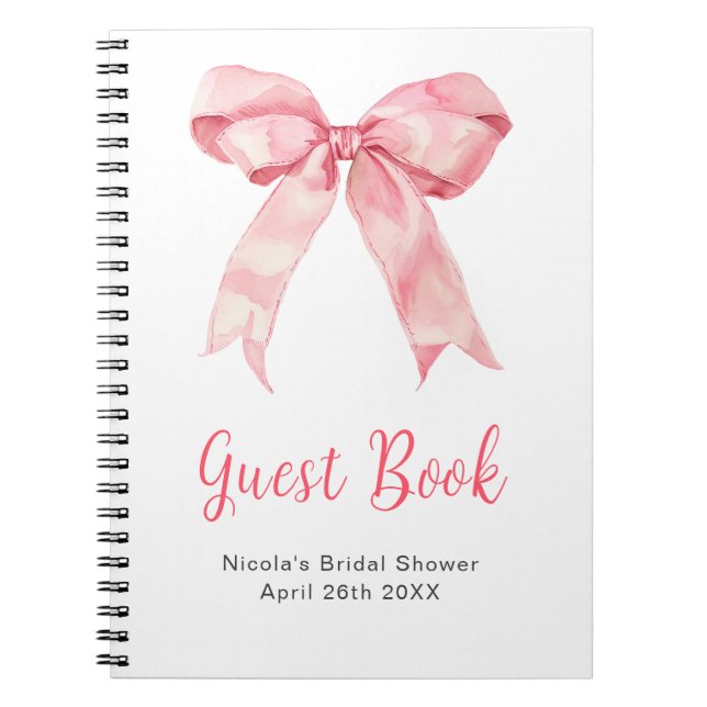 Carnet Pink Coquette Bow Bridal Shower Guest Book (Devant)