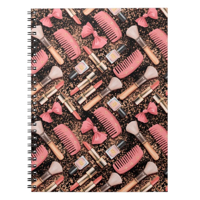 Carnet Pink Cosmetics Pattern Glitter  (Devant)