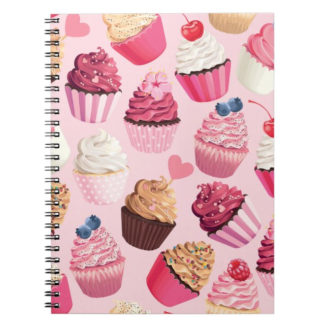 Carnet Pink Cupcakes Pastel : Motif Vintage. (Devant)