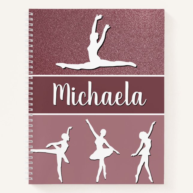 Carnet Pink Dance Ballerina Nom personnalisable Parties s (Devant)