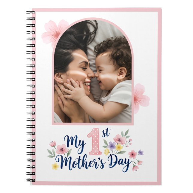 Carnet  Pink Floral 1st Mother's Day Custom Keepsake (Devant)
