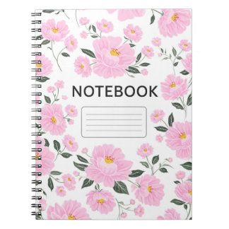 Carnet Pink Floral Notebook Cover | Elegant Rose Flower 