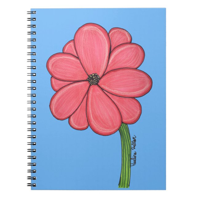 Carnet Pink Flower Full with Blue background (Devant)