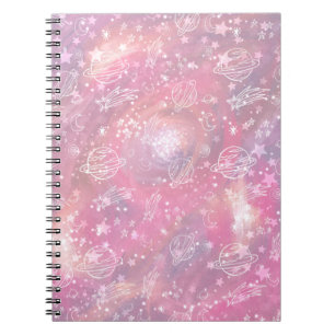 Carnet Pink Galaxy Constellations Planets Sky