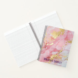 Carnet Pink & Gold Elegant Paint Purple Name