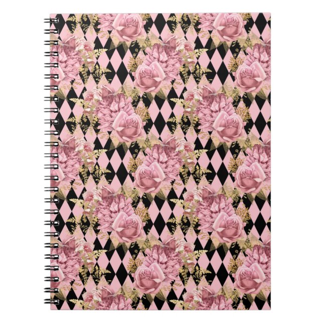 Carnet Pink Gold Floral Notebook (Devant)