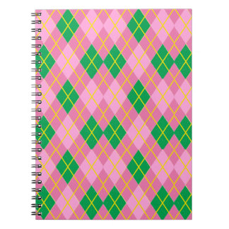 Carnet Pink & Green Argyle