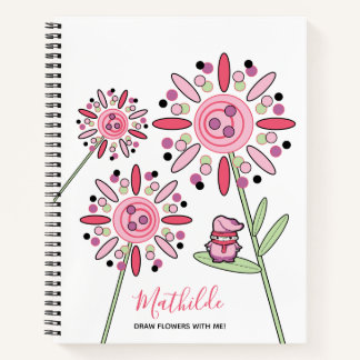 Carnet Pink Kawaii Woodlands Sprite and Flowers Nom