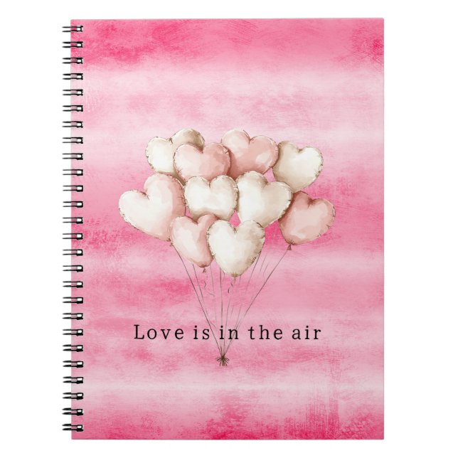 Carnet Pink Love is in the air heart balloons (Devant)