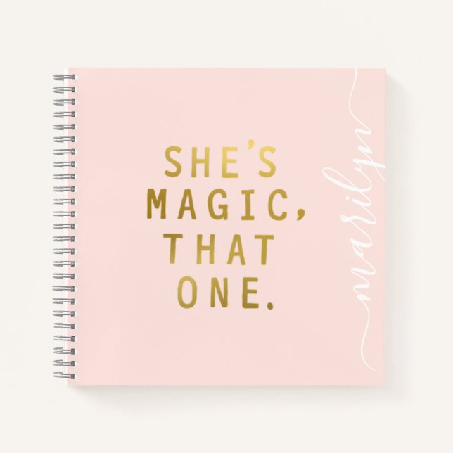 Carnet Pink Metallic Gold Girl Power She's Magic Custom (Devant)