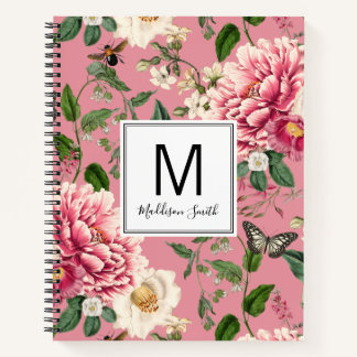 Carnet Pink Monogramme Pays Jardin Motif Floral