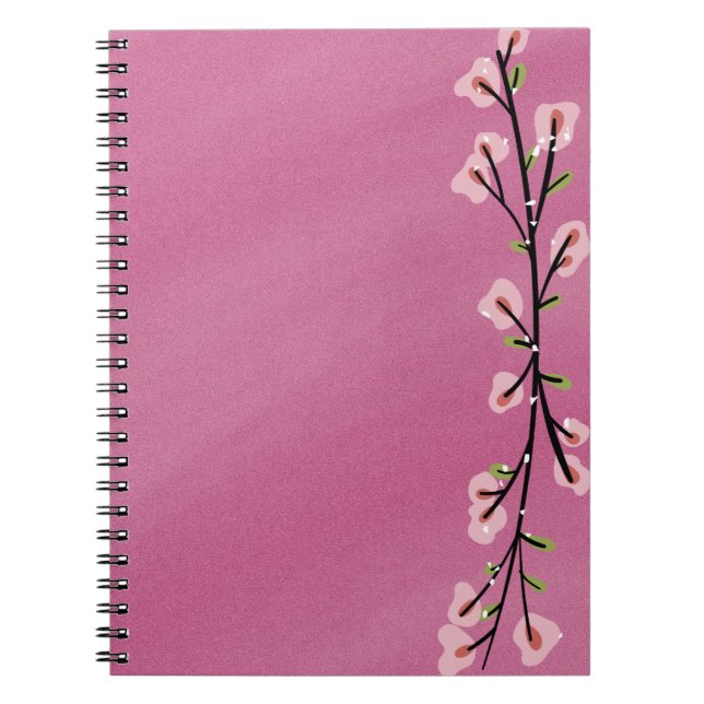 Carnet Pink Notebook with Floral Accent – Cute Aesthetic  (Devant)