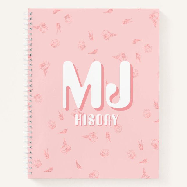 Carnet Pink Notebook with initials (Devant)