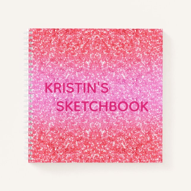 Carnet Pink Ombre Parties scintillant Monogramme (Devant)