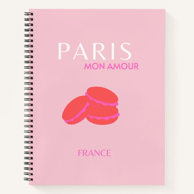 Carnet Pink Paris Travel Art Preppy Macarons (Devant)