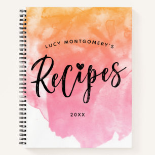 Carnet Pink & Peach Watercolor - Script de brosse Recette