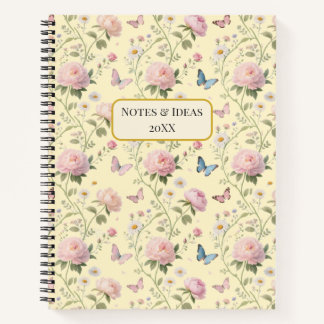 Carnet Pink Peony Butterfly Floral Pattern