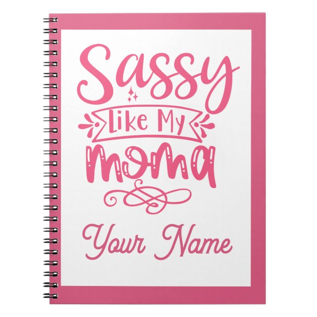 Carnet Pink Personalized "Sassy Moma"  (Devant)