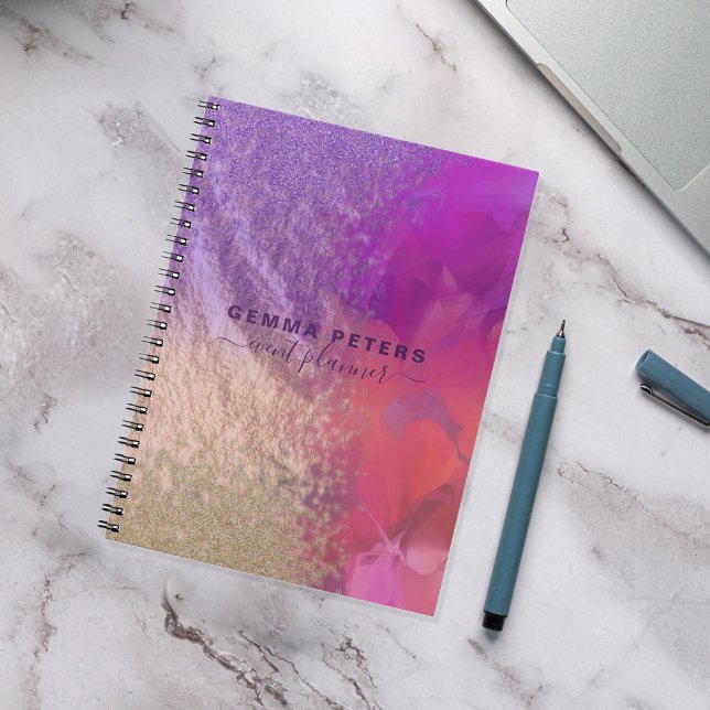 Carnet Pink Purple Gold Foil Parties scintillant Calligra (Créateur téléchargé)
