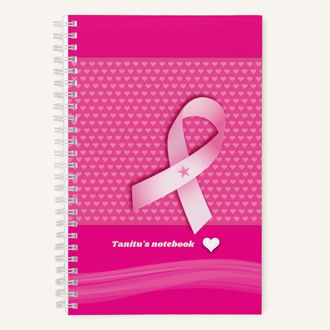 Carnet Pink Ribbon Hearts Revue de sensibilisation au can (Recto)