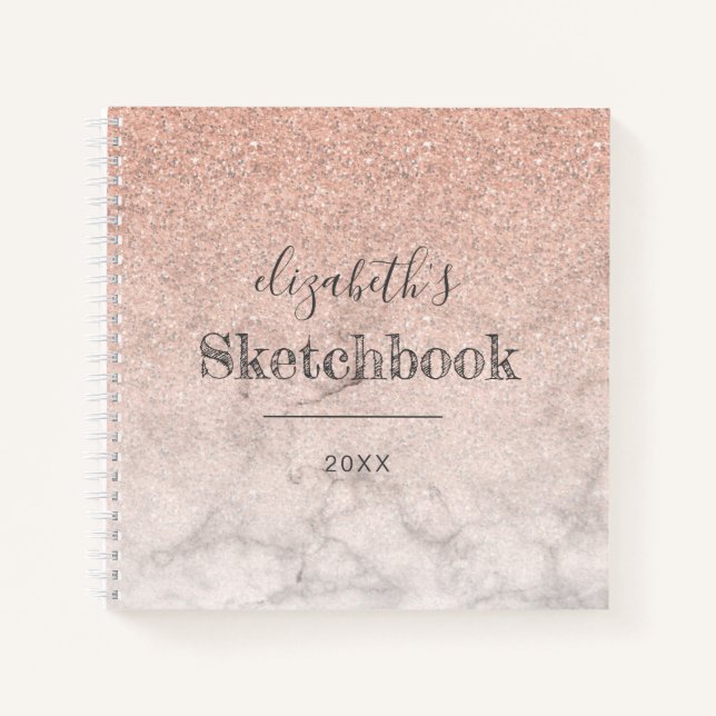 Carnet Pink Rose Gold Parties scintillant Ombre Marble Sk (Devant)