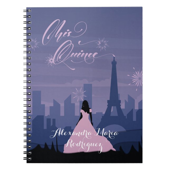 Carnet Pink & Slate Blue Paris Fireworks Quinceañera (Devant)