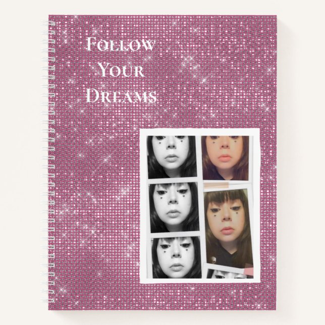 Carnet Pink Sparkez Votre Photo Citation Personnalisée (Devant)