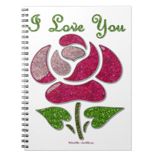 Carnet Pink Stencil Rose I Love You
