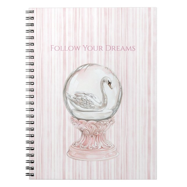 Carnet Pink Stripes Swan   (Devant)