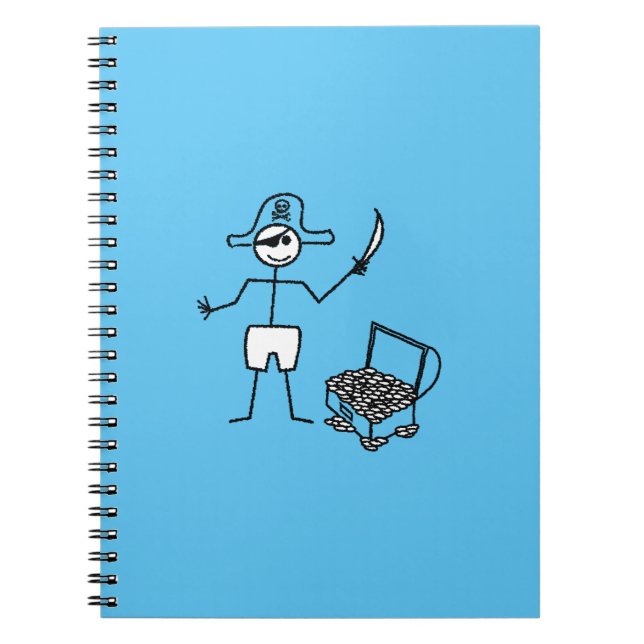 Carnet Pirate Stickman avec coffre au trésor (Devant)