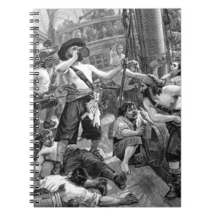 Carnet Pirates vintage se battant et buvant sur le navire