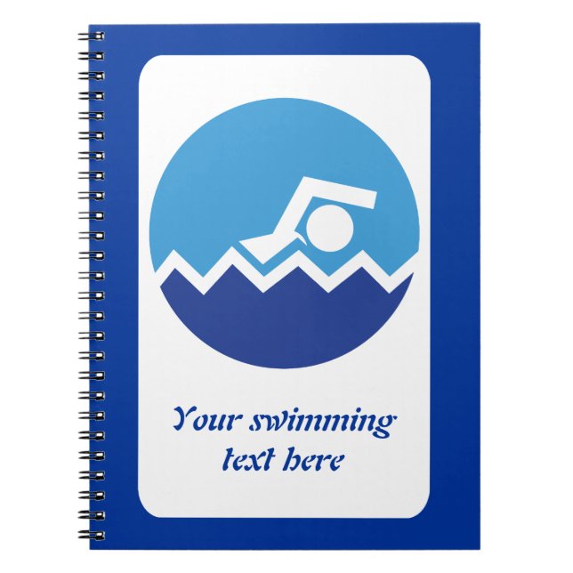 Carnet Pismming venin, swimmer on blue circle custom (Devant)