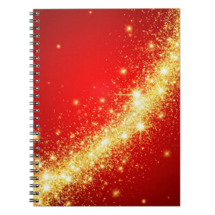 Carnet Piste dorée scintillante sur fond rouge vibrant