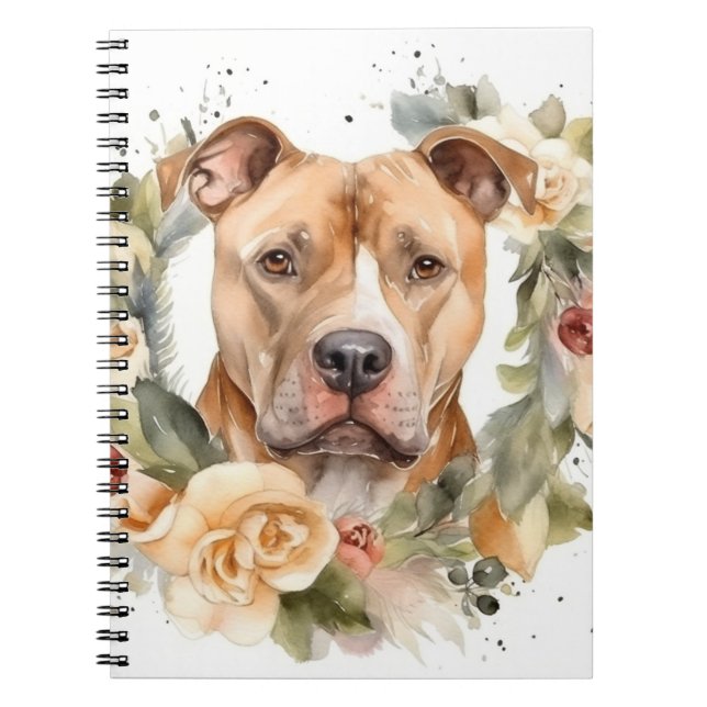 Carnet Pitbull Christmas Wreath Festive Pup (Devant)