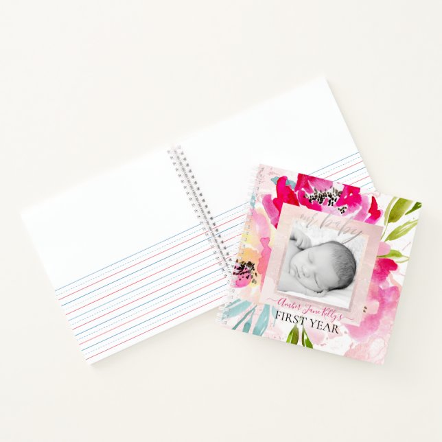 CARNET PIXDEZINES COULEUR D'EAU FLEURS D'ÉTÉ BÉBÉ 1ER AN (Intérieur)