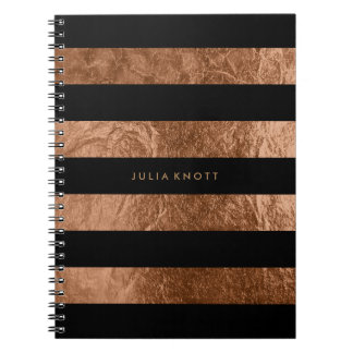 Carnet PixDezines fausse feuille de cuivre/bandes noires
