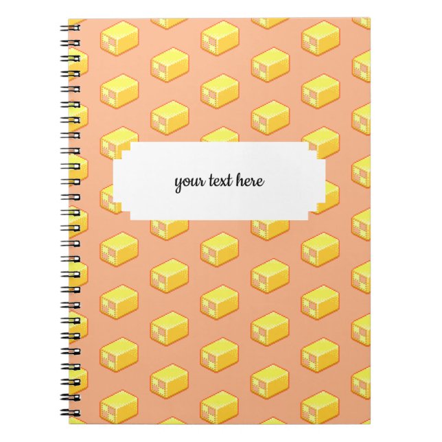 Carnet Pixel Art rose et jaune Motif de gâteau Battenberg (Devant)