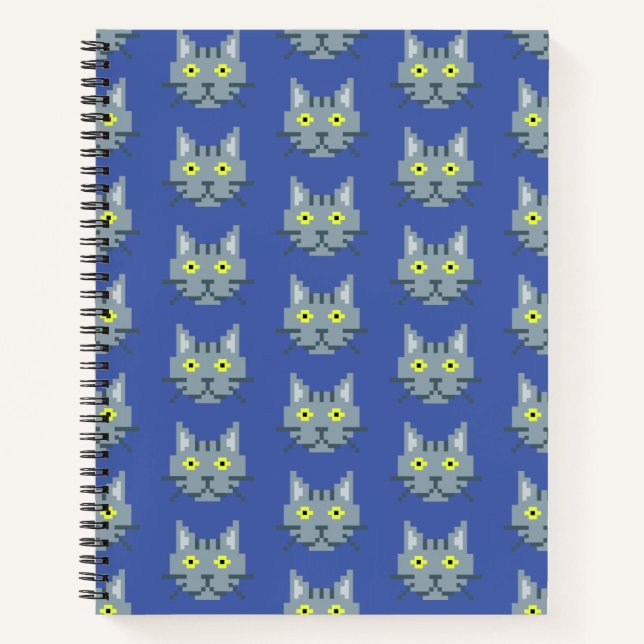 Carnet Pixel Motif de chat (Devant)