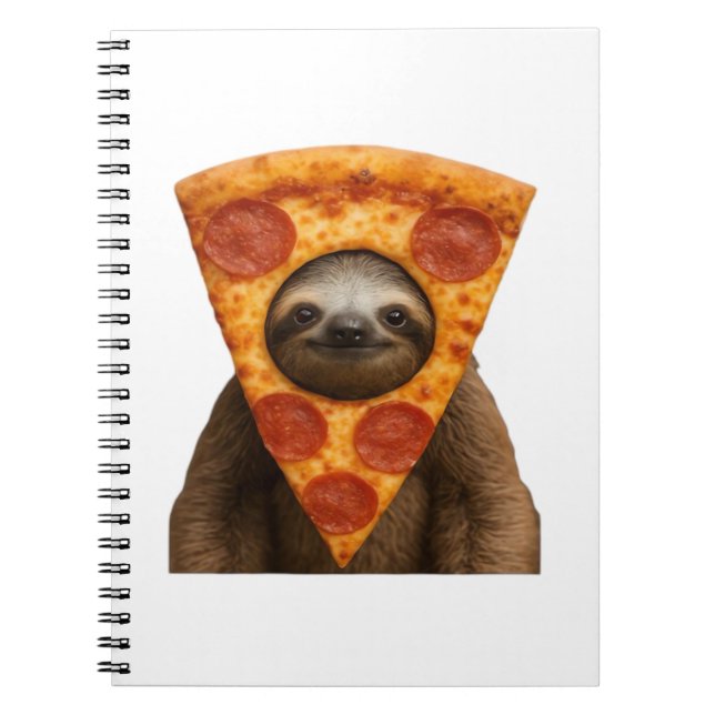 Carnet Pizza de paresseux drôle étrange blague mème migno (Devant)