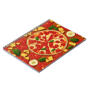 Carnet Pizza tomate basilic motif lumineux